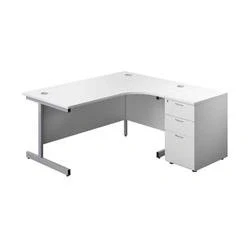 Image of 1600X1200 Single Right Hand Radial Desk White Silver