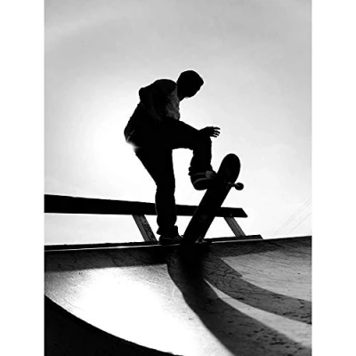 Image of Wee Blue Coo Photography Sport Skateboarding Skater Silhouette Art Print Poster Wall Decor 12X16 Inch