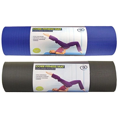 Image of Fitness Mad Core Mat, Thick NBR Exercise 182cm x 58cm, 2 Sizes (10mm &amp; 15mm) (10mm, Black)