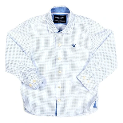 Image of Hackett London Boys Boy&#039;s long sleeved shirt with lapel collar HK301027 White Cotton Size 3 4Y