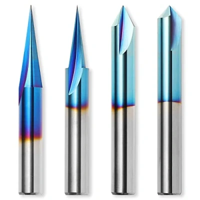 Image of Genmitsu CNC Wood Carving Router Bits Set, 1/4&#039;&#039; Shank, 4 PCS, 15 Detail Liner+ 20 Profile bit+ 60 &amp; 90 V Groove, WC04A