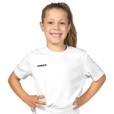 Image of FORZA Kids Football Shirt Unisex Short Sleeve Jersey [9 Colours] (UK, Age, 11 Years, 12 Regular, White)