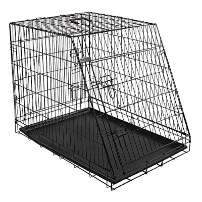 Image of Kerbl Slanted Front Dog Cage Collapsible 2 Doors, 92 x 63 74 cm, Black