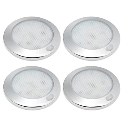 Image of Dream Lighting 12v LED Ceiling Lights Dimmable for Campervan Caravan Motorhome Van Interior with Chrome Plated Bezel Memory Function 4X 3INCH 3000K Warm White Round Light Fixture