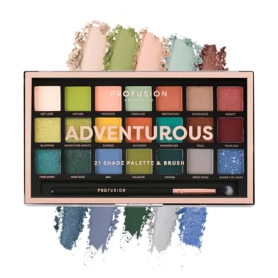 Image of PROFUSION COSMETICS ADVENTUROUS 21 SHADE PALETTE &amp; BRUSH