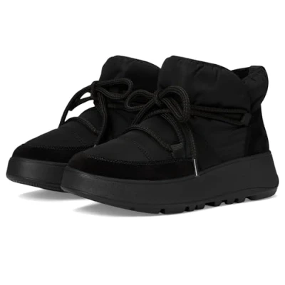 Image of Fitflop Women&#039;s F Mode W/Resistant BIOFLEECE MESH Flatform Booties Shoe, Black, 5 UK