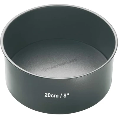 Image of MasterClass 20 cm Deep Cake Tin with PFOA Non Stick and Loose Bottom, 1 mm Carbon Steel, 8 Inch Round Pan, Grey