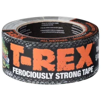 Image of T Rex Ferociously Strong Waterproof Duct Tape Silver Grey Heavy Duty Adhesive Gaffer, Gaffa Tape, Cloth for Indoor/Outdoor Repair 48mm x 9.14m