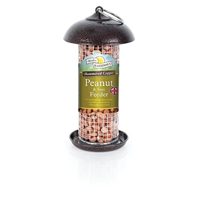 Image of Walter Harrison&#039;s Hammered Copper Mini Wild Bird Hanging Peanut and Suet Feeder 20 cm