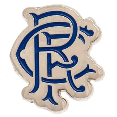Image of Official Rangers FC blue coloured scroll crest pin badge