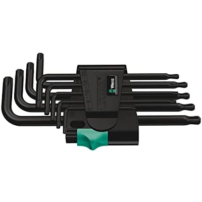 Image of Wera 967 PKL TORX® Ball end BlackLaser L key set in a two component clip, 9pc, 05024242001