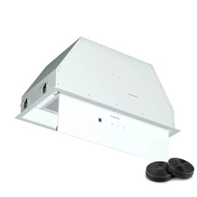 Image of Klarstein Ventimate Integrated Cooker Hood, 60cm Canopy Kitchen 390 m3/h Airflow, Touch Control, Energy Efficiency A+, Quiet DC Motor, LED Lighting, Carbon Filter, White