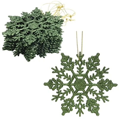 Image of Christmas Concepts® Pack of 12 10cm Glitter Snowflake Hanging Decorations