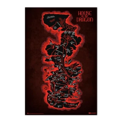 Image of Grupo Erik Game of Thrones House the Dragon Map Westeros Poster 36 x 24 inches / 91.5 61 cm Shipped Rolled Up Cool Posters Art &amp; Prints Wall