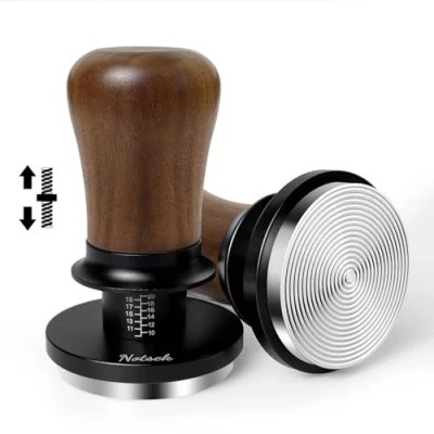 Image of NOTSEK Coffee Tamper, 58.3mm Espresso Tamper with 30lbs Constant Pressure, Walnut Wood Calibrated Spring Loaded Ripple Base for 58mm Portafilter