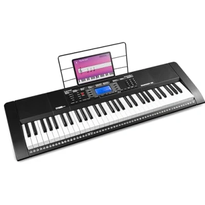 Image of MAX Rhapsody 61M Electric Keyboard with 61 Touch Sensitive Keys, MIDI, Built In Speakers Perfect Beginner Music for Learning and Practice, Electronic Lessons
