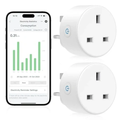 Image of EIGHTREE Smart Plug with Energy Monitoring, Plugs that Work Alexa, Google Home, WiFi Socket Remote Control and Timer Function, 2.4GHz Wi Fi Only, 13A, 2 Pack