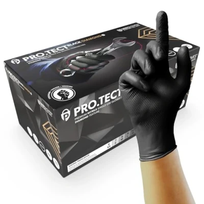 Image of UNIGLOVES PRO.TECT Black Diamond HD, Nitrile Disposable Gloves, Size M