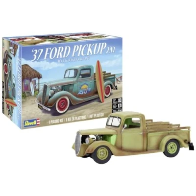 Image of Revell Monogram 14516 37 Ford Pickup with Surfboard 2N1 1:25 Scale Unbuilt/Unpainted Plastic Model Kit