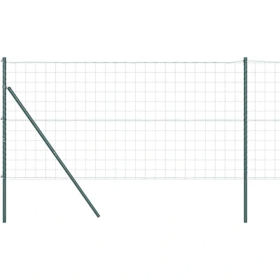 Image of vidaXL Euro Fence with 7 Posts 1.2x10 m Galvanised Steel Green