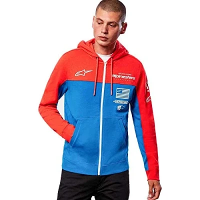 Image of Alpinestars Men&#039;s H Block Hoodie Hooded Sweatshirt, Warm Red/Light Blue, M