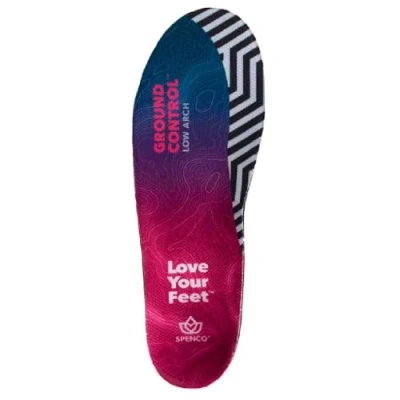 Image of Spenco Ground Control Low Arch Insole Anti Slip Cushioning with Nylon Support Energy Return Polymer Pads Reduces Pronation Ideal for Active Individuals 1 Pair Included UK Size 3 5