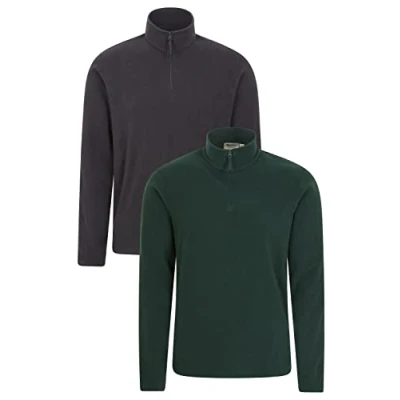 Image of Mountain Warehouse Camber II Mens Half Zip Fleece Microfleece Quick Dry Sweatshirt Everyday Wear Spring Summer, Outdoors, Travelling &amp; Hiking Green XXS