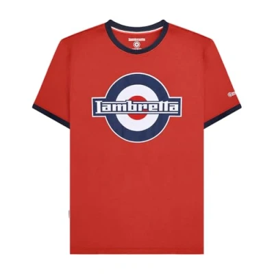 Image of Lambretta Mens Logo Ringer Short Sleeve T Shirt Red 2XL