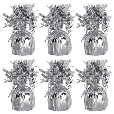 Image of Foil Helium Balloon Weights Pack of 6 Durable &amp; Colourful Silver for Birthdays Parties, Events Celebrations Perfect Weight Holders