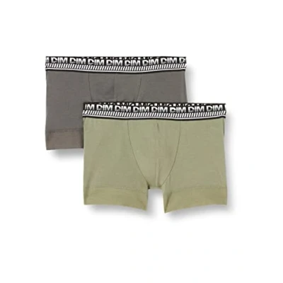 Image of DIM Men&#039;s Stay Fit Cotton 3D Flex x2 Boxer, Olive Green/Military Gray, M