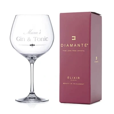 Image of DIAMANTE Mum&#039;s Gin and Tonic copa Glass with Swarovski Crystals