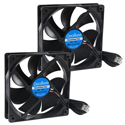 Image of Dealikee 2Pcs 120mm USB Fan 5V Brushless Cooling Fan, 2000 RPM High Speed for DIY PC Computer Case 3D Printer CPU Coolers Radiators, Low Noise, Plug and Play