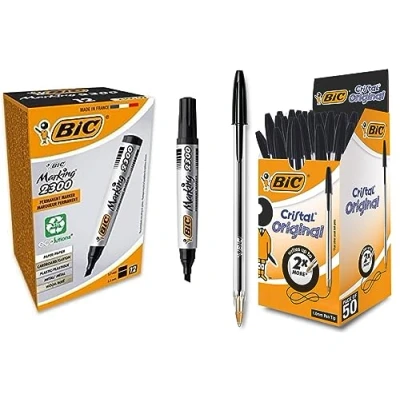 Image of BIC Marking 2300 ECOlutions Pack of 12 Permanent Multi Surface Markers Black Crystal Original Smudge Free 50