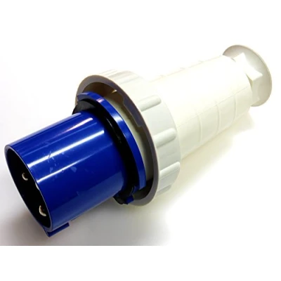 Image of 63 amp 3 pin Trailing Plug 220V 250V IP67 2P+E Waterproof Blue Single Phase Connector 63A