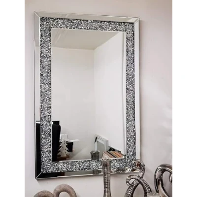 Image of DEENZ Full Border Crushed Jewel Wall Mirror Loose Diamante New Crystal Square Decor Gift (50X60Cm)