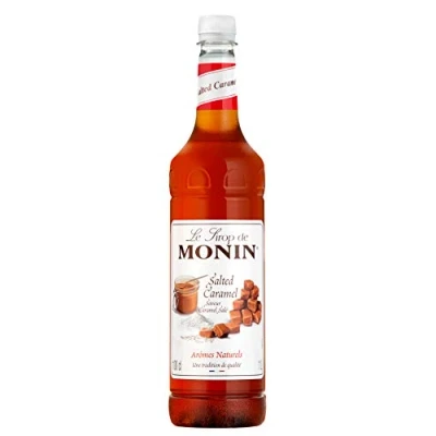 Image of MONIN Premium Salted Caramel Syrup 1L for Coffee and Cocktails. Vegan Friendly, Allergen Free, 100% Natural Flavours Colourings.