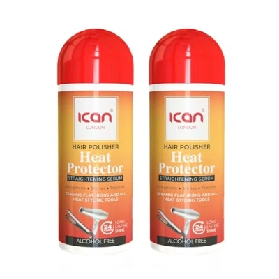 Image of Ican London Hair Polisher Heat Protector Straightening Serum, 2 X 207ml, Alcohol Free