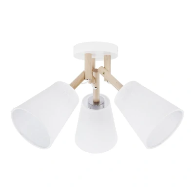 Image of Vaio Multi Arm Semi Flush Ceiling Lamp Pine, White 3xE27