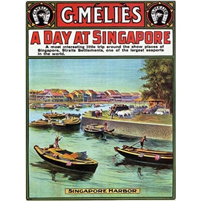 Image of Wee Blue Coo Travel Tourism Melies Singapore Harbour Boat Vintage Advertising Art Print Poster Wall Decor 12X16 Inch