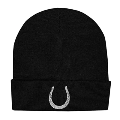 Image of TeddyTs Adult Horse Shoe Thermal Beanie Hat (Black)