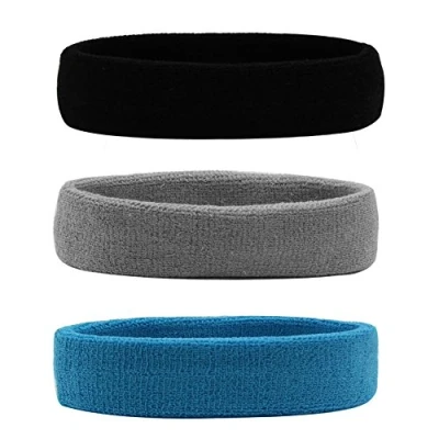 Image of Hanerdun sports headband, women men sweatbands, cotton terry, for running, biking, jogging, tennis, football