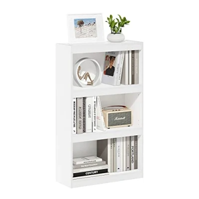 Image of Furinno JAYA Enhanced Home 3 Tier Adjustable Shelf Bookcase, White