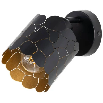 Image of Lindby wall light Aralena, black/gold, 1 bulb, Ø 12cm