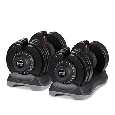 Image of MuscleSquad Pair of 32.5kg Adjustable Dumbbell 12 in 1 5kg to (Pair Dumbbells)