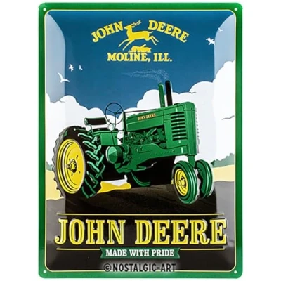 Image of Nostalgic Art Retro Tin Sign John Deere Made With Pride Gift idea for tractor fans, Metal Plaque, 30 x 40 cm