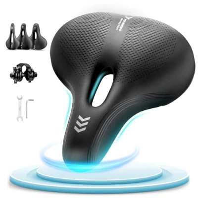 Image of YOUNGDO Waterproof Bike Seat Cushion for Men Women, Bicycle with Smart Zone Concept, Comfortable Saddle Made Of Comfy Memory Foam, Fit BMX, MTB &amp; Road, Stationary/Exercise/Indoor