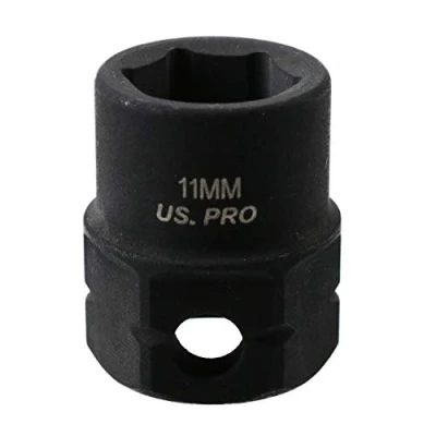 Image of 11mm Metric Stubby 3/8 Drive Shallow Impact Socket Hex Shank 25mm Depth