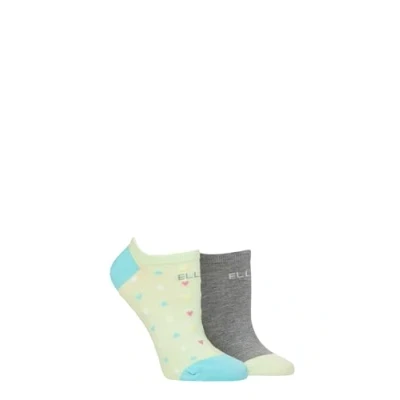 Image of Elle Ladies No Show Socks Plain Patterned and Striped Soft Breathable Bamboo Material in a Multipack of 2 Size 4 8 (UK, Numeric, 4, 8, Regular, Keylime Pie Patterned)