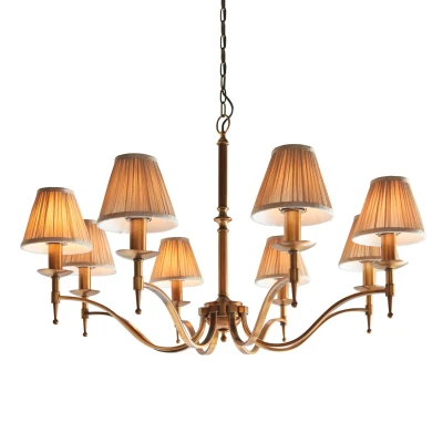 Image of Stanford 8 Light Multi Arm Chandelier Antique Brass Finish, E14