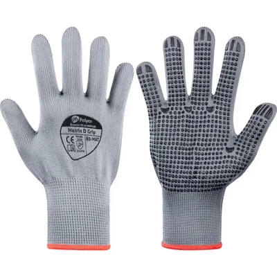 Image of Polyco Matrix D Grip Gloves, Grey, Size Xlarge (10) Pack of 12